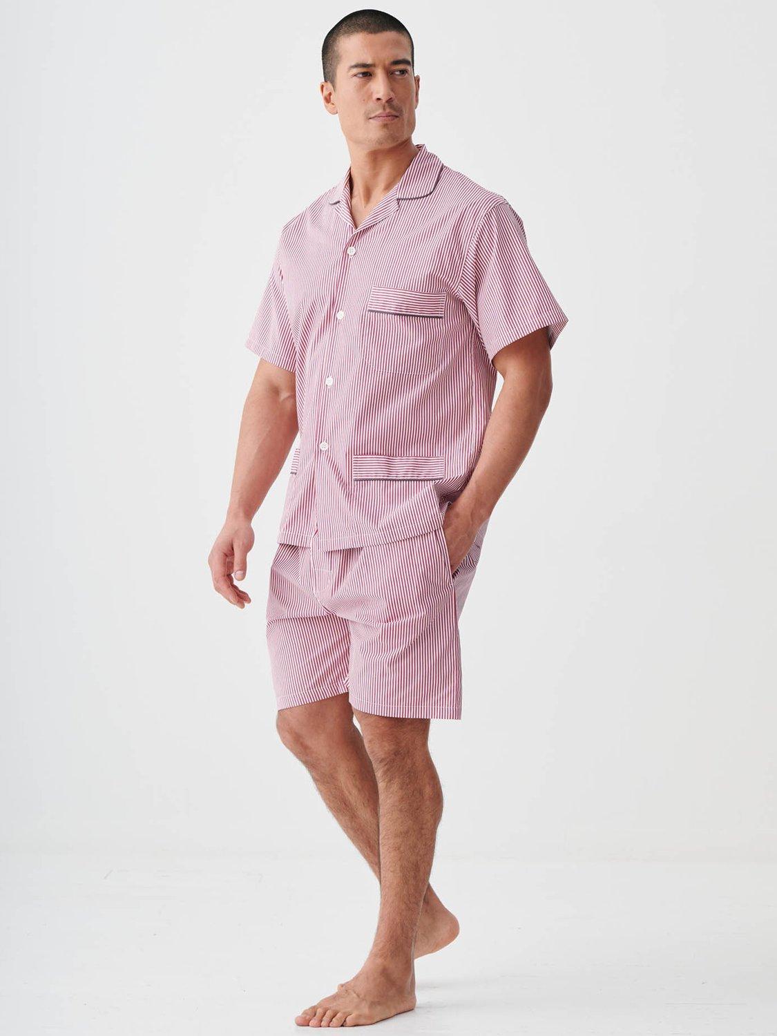 Product image 2 of 4, which shows British Boxers Stripe Crisp Cotton Pyjama Set, St James Red, S