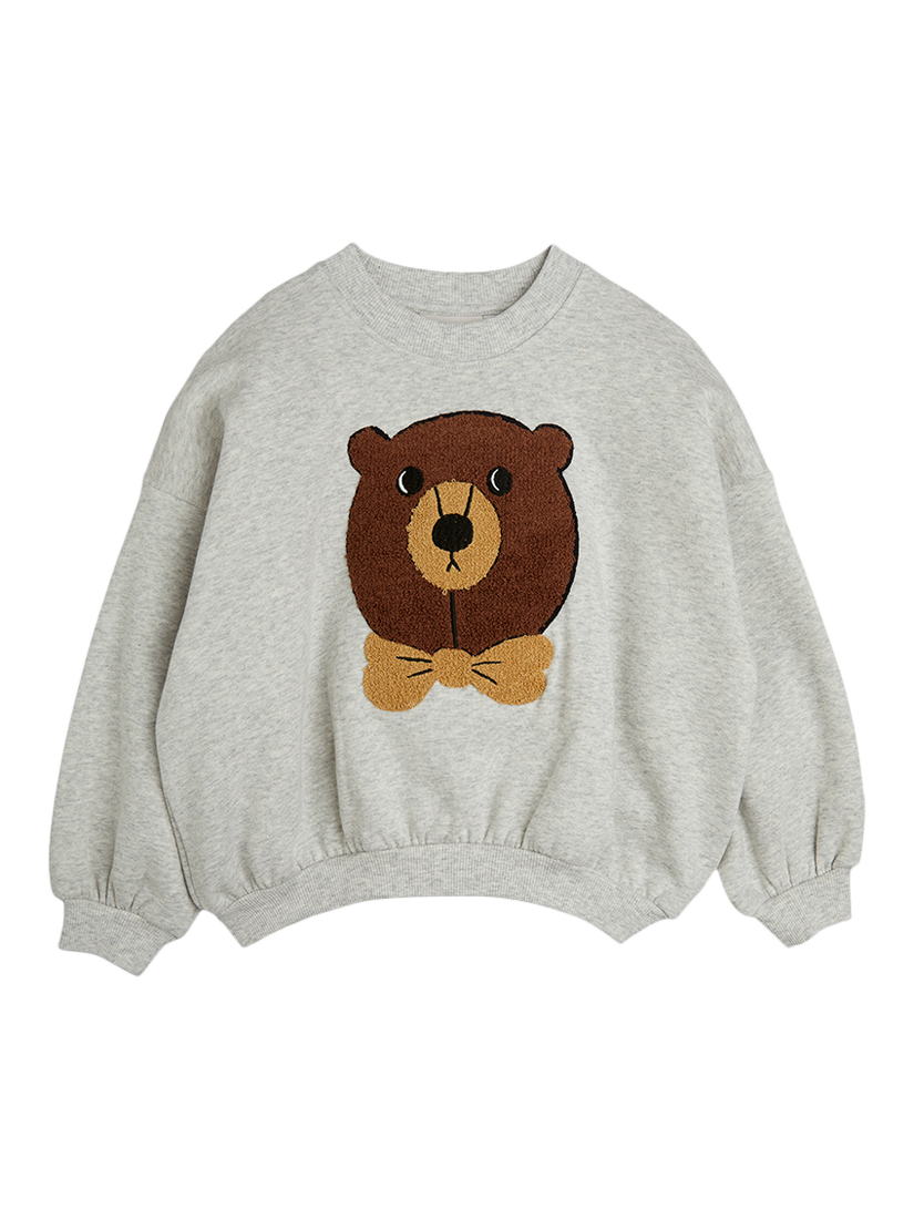 Product image 1 of 1, which shows Mini Rodini Kids' Bear Chenille Sweatshirt, Grey, 1-4 months