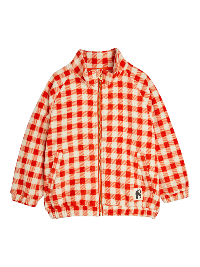 Mini Rodini Kids' Fleece Zip Front Printed Jacket, Gingham