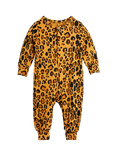 Mini Rodini Baby Long Sleeved Button Jumpsuit, Leopard Print
