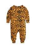 Mini Rodini Baby Long Sleeved Button Jumpsuit, Leopard Print