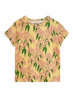 Mini Rodini Kids' Alpine Flower Print T-Shirt, Yellow, Yellow