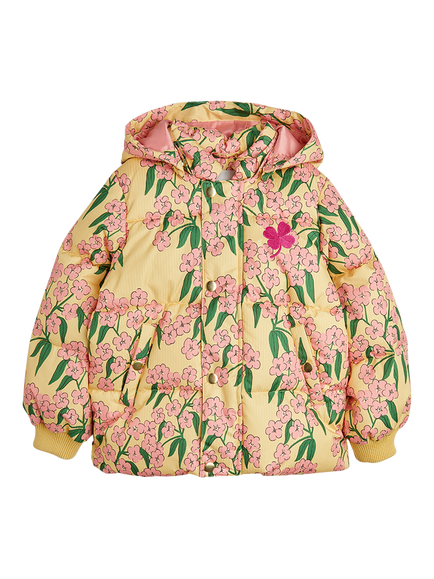 Mini Rodini Kids' Alpine Flowers Puffer Jacket, Yellow, Yellow