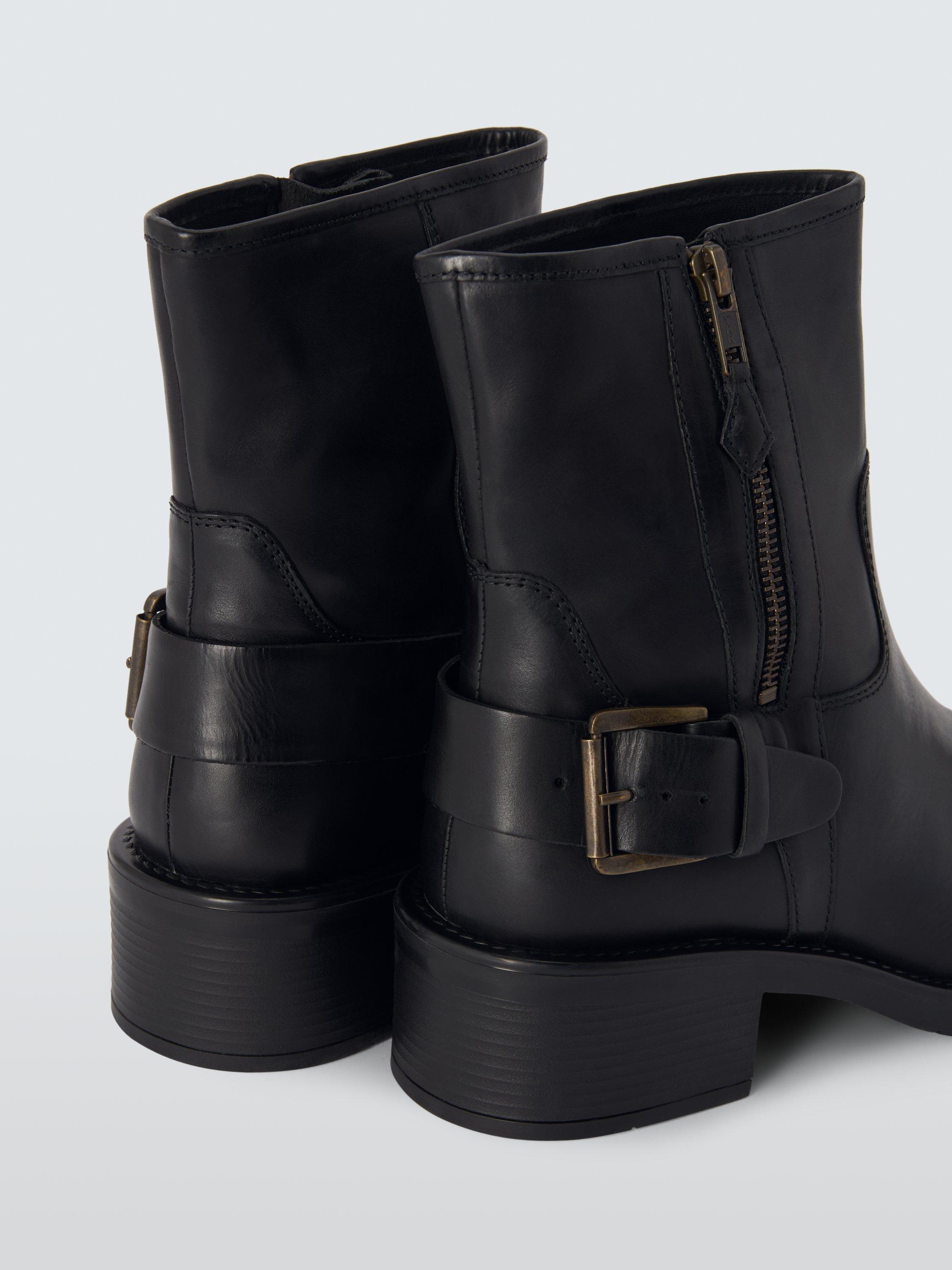 Product image 5 of 7, which shows John Lewis Powers Leather Moto Buckle Zip Ankle Boots, Black, 3