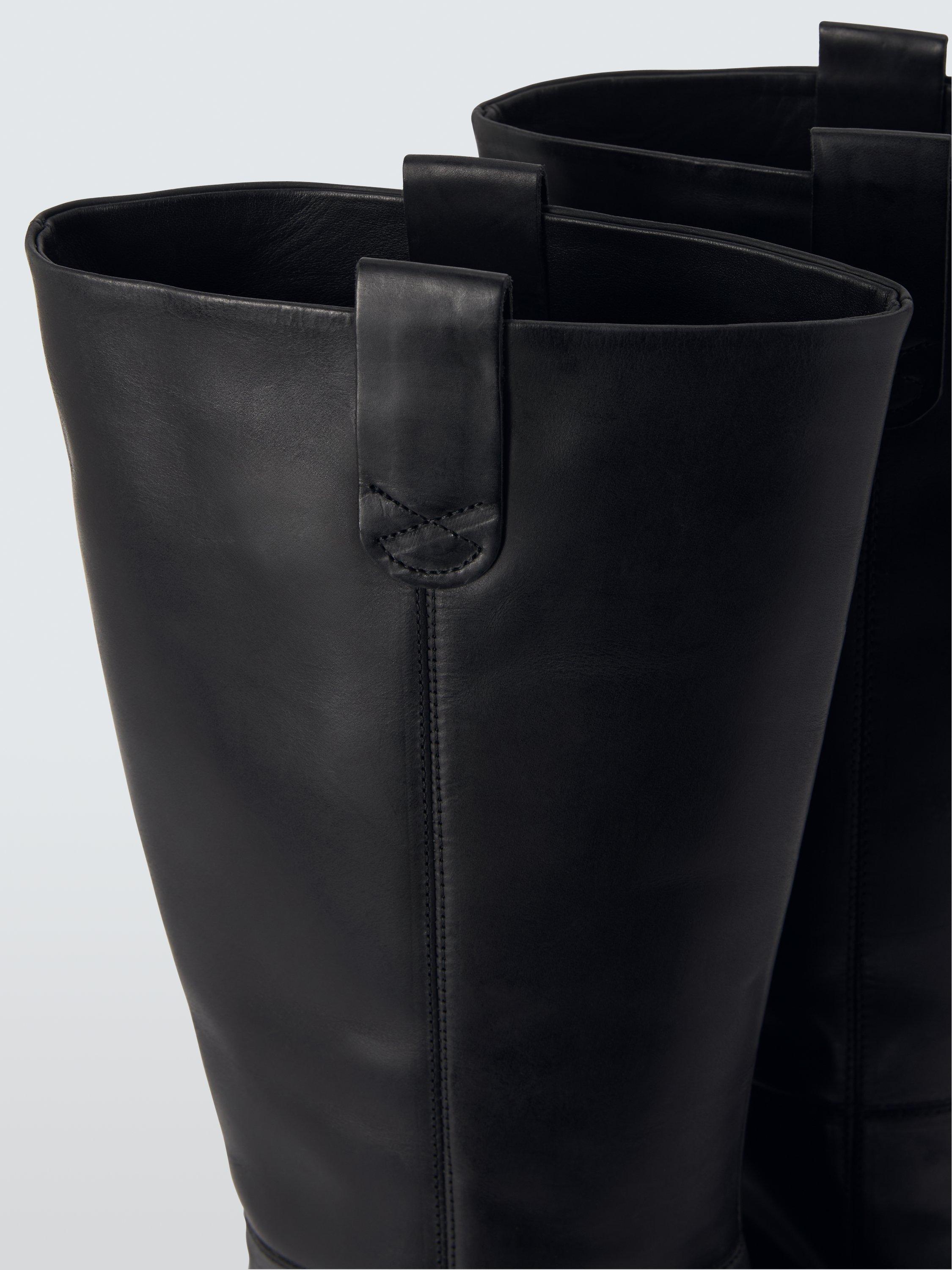 Product image 5 of 6, which shows John Lewis Triumphs Leather Moto Plain Biker Knee High Boots, Black, 6