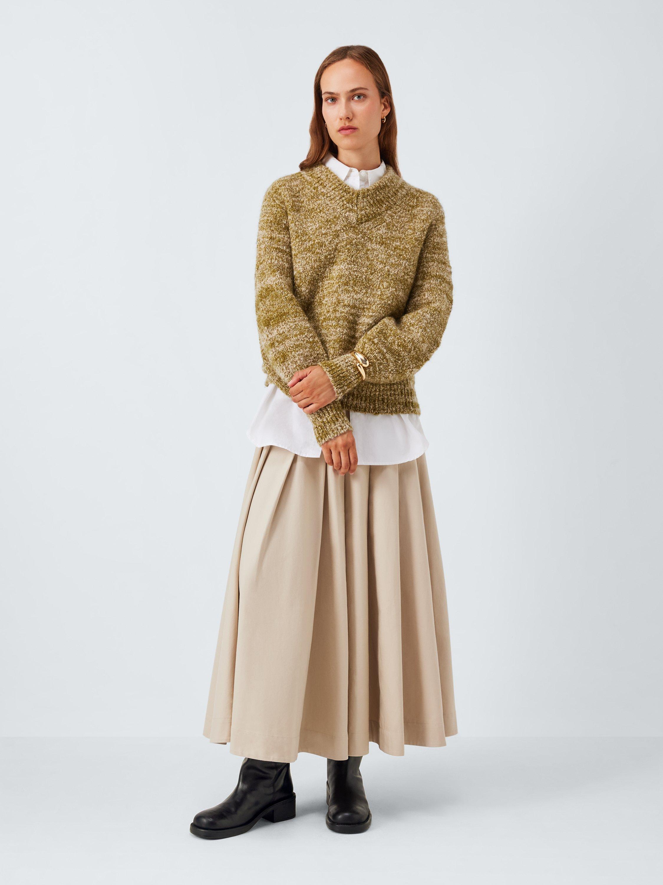 Product image 6 of 6, which shows John Lewis Triumphs Leather Moto Plain Biker Knee High Boots, Black, 6