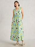 White Stuff Archer Leaves Organic Cotton Rich Maxi Dress, Green/Multi