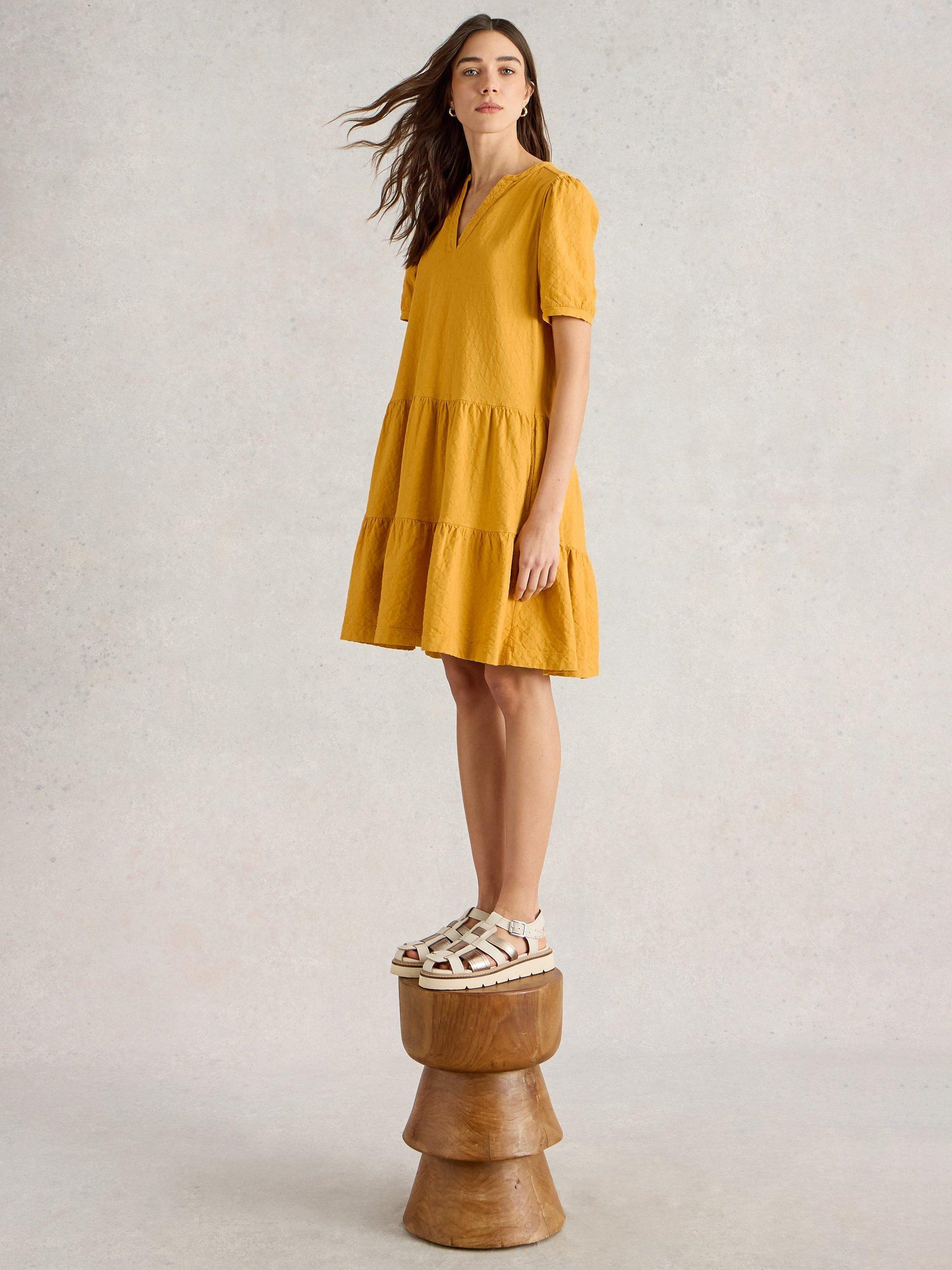 Product image 3 of 6, which shows White Stuff Clara Cotton Summer Dress, Dk Yellow, 6