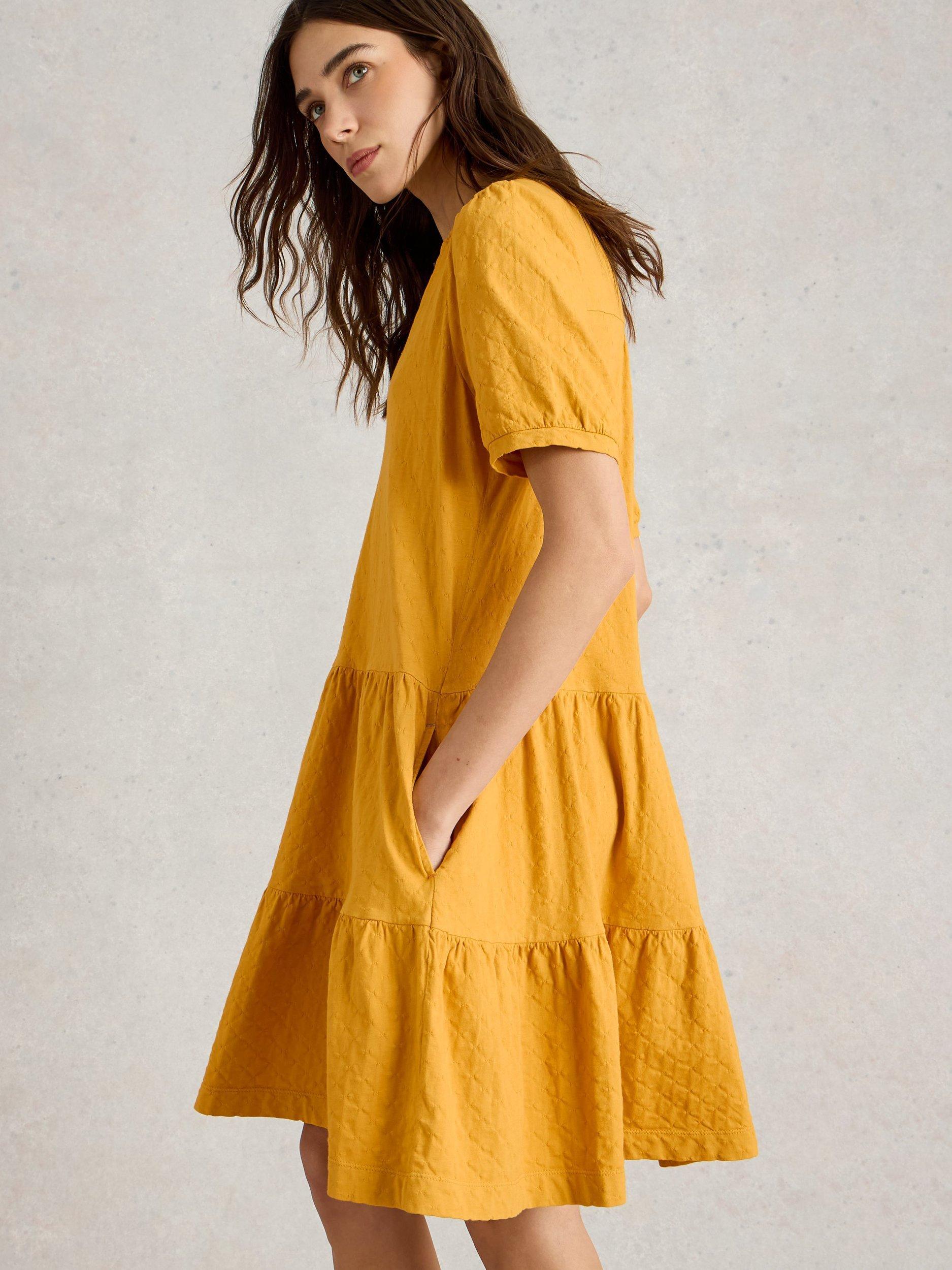 Product image 4 of 6, which shows White Stuff Clara Cotton Summer Dress, Dk Yellow, 6