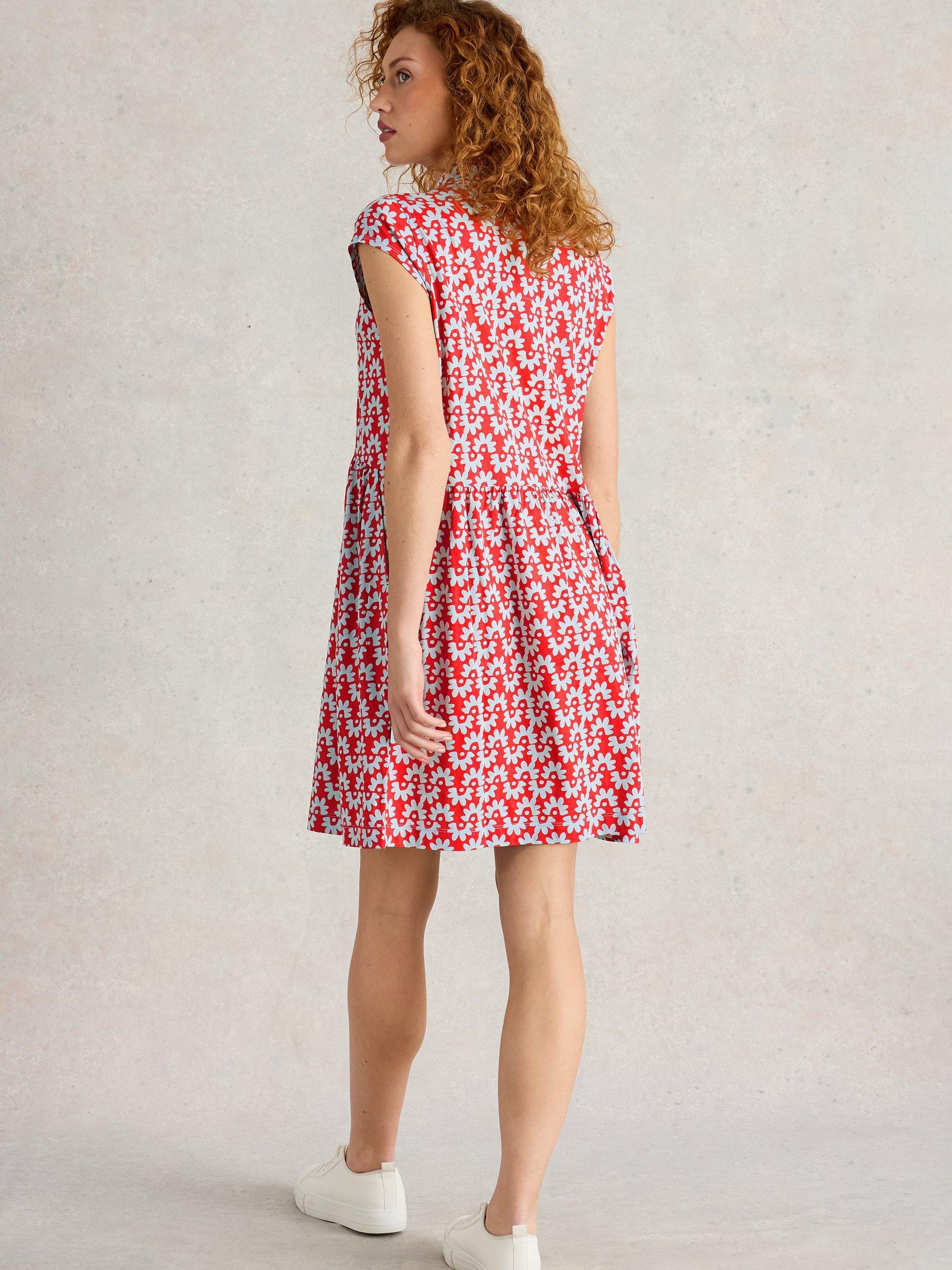 Product image 2 of 6, which shows White Stuff Everly Floral Organic Cotton Blend Shirt Dress, Red/Multi, 12