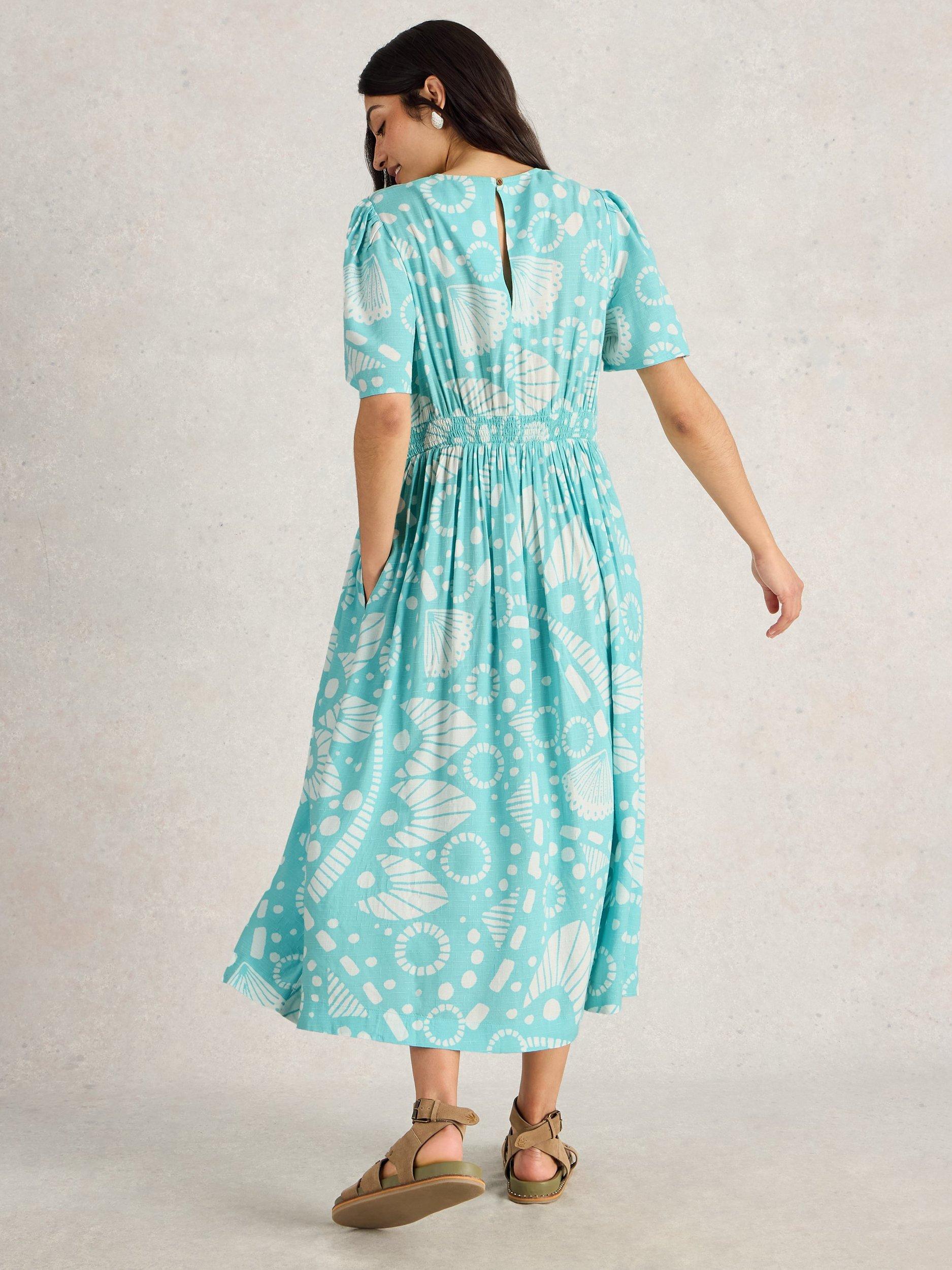 Product image 2 of 6, which shows White Stuff Lucy Abstract Dress, Blue/Multi, 8