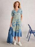 White Stuff Megan Floral V-Neck Dress, Blue/Multi