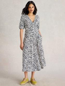 White Stuff Megan Abstract Heart Organic Cotton Blend Dress, Ivory/Multi, Ivory/Multi