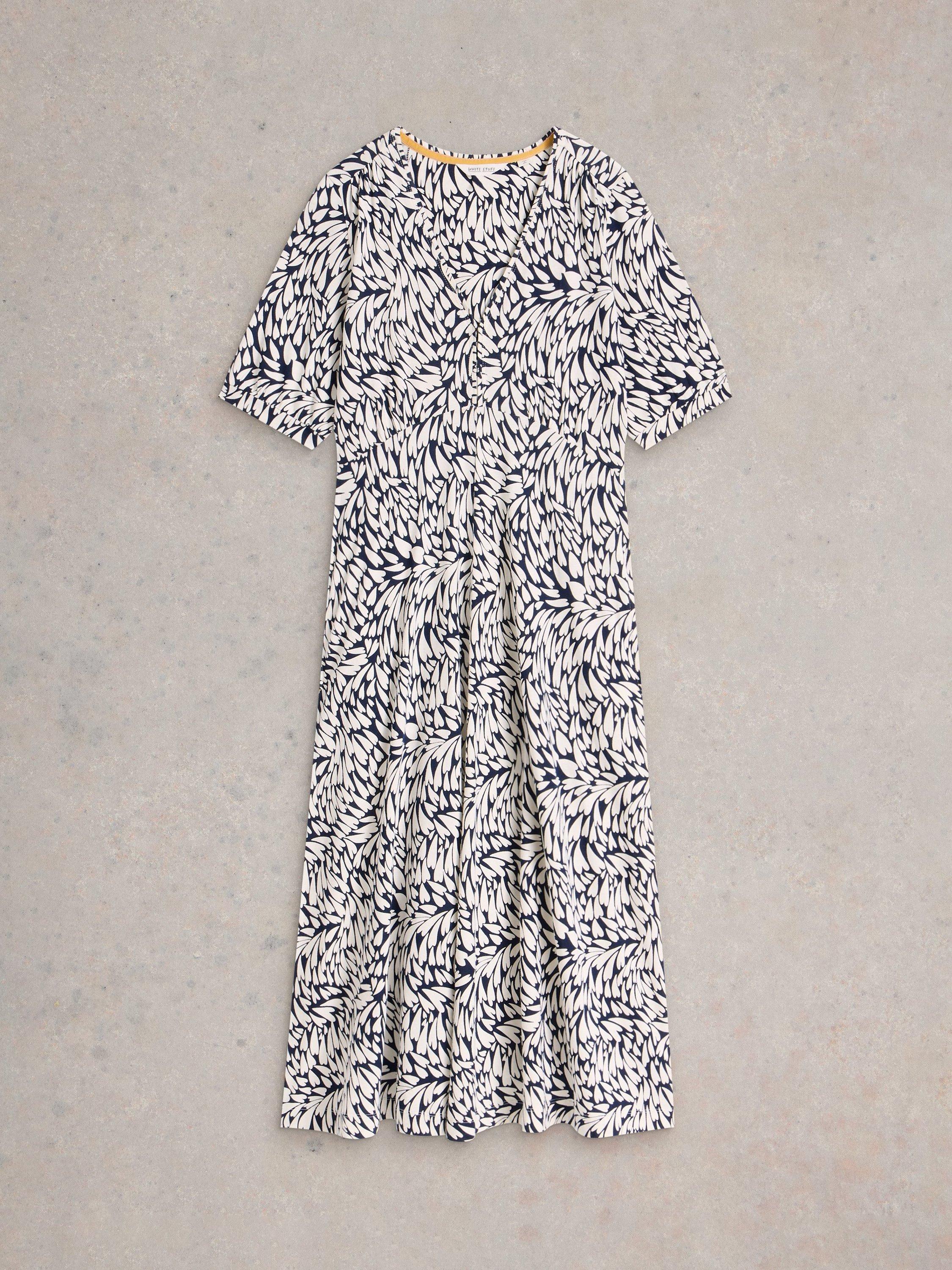 Product image 5 of 6, which shows White Stuff Megan Abstract Heart Organic Cotton Blend Dress, Ivory/Multi, 10