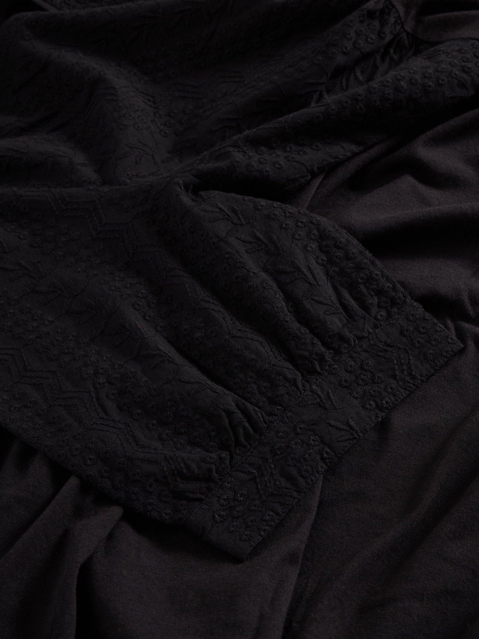 Product image 6 of 6, which shows White Stuff Megan Short Sleeve Organic Cotton Blend Midi Dress, Pure Black, 6