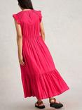 White Stuff Paige Organic Cotton Rich Tiered Maxi Dress, Bright Pink