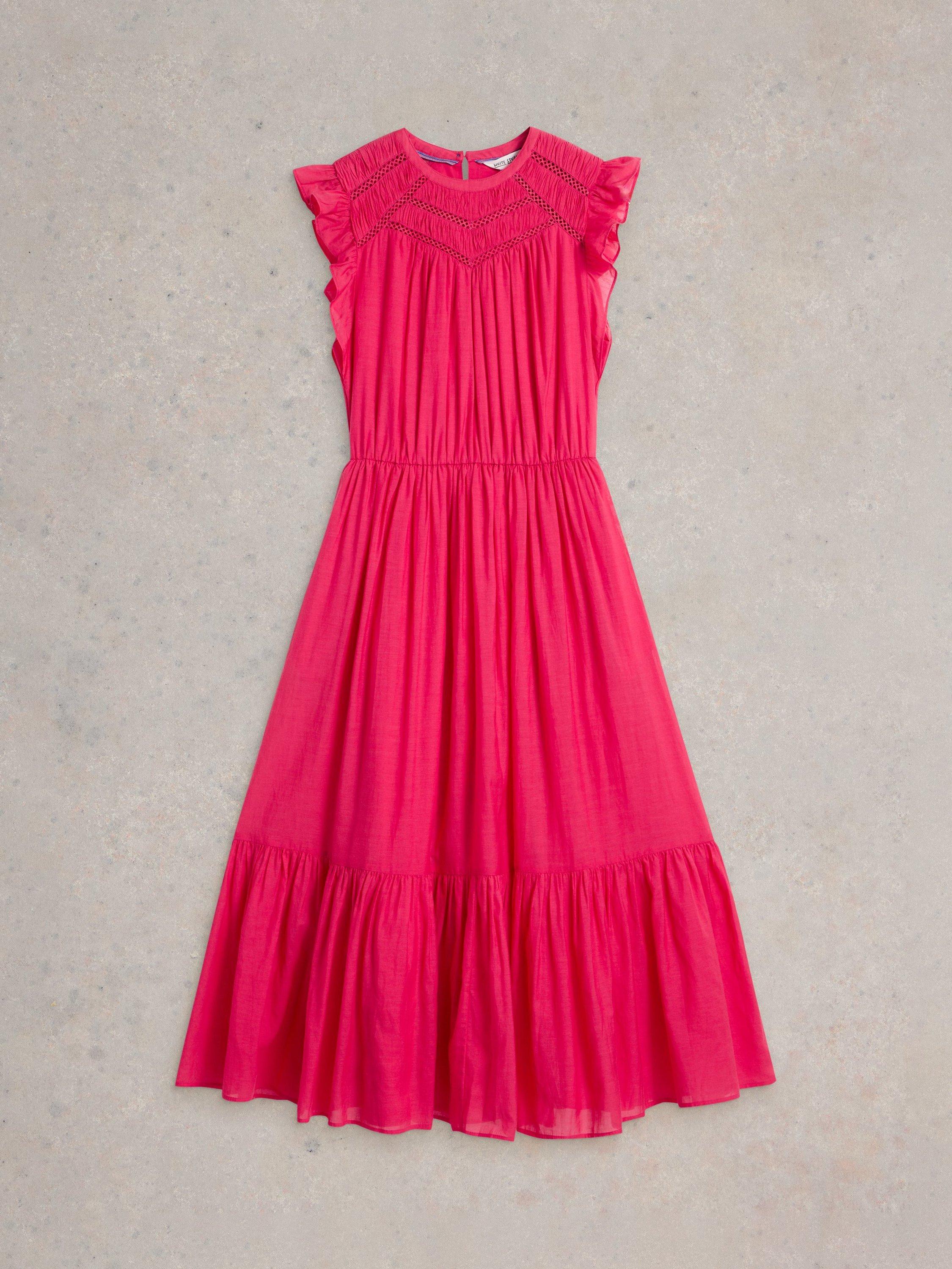 Product image 5 of 6, which shows White Stuff Paige Organic Cotton Rich Tiered Maxi Dress, Bright Pink, 6