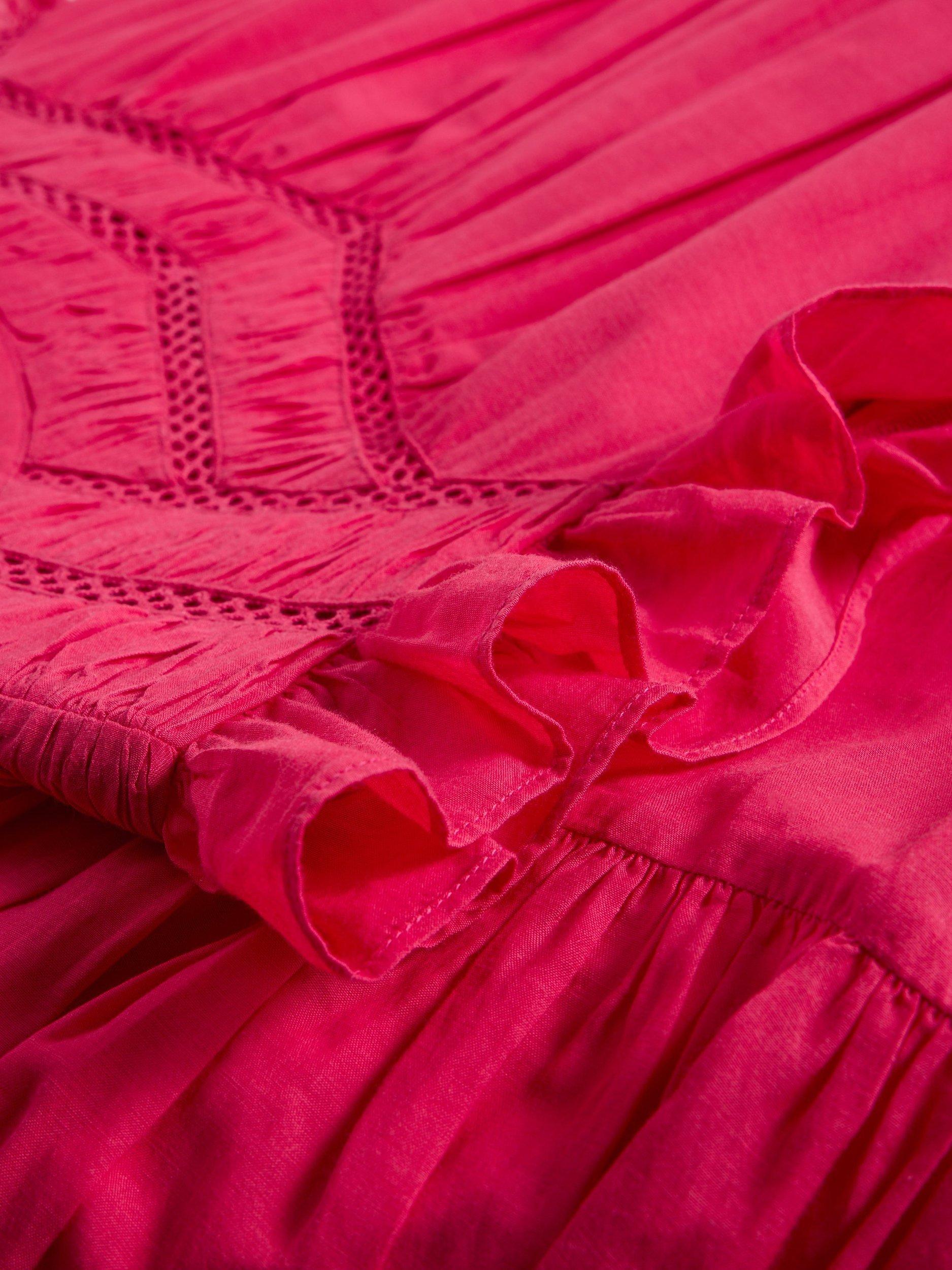 Product image 6 of 6, which shows White Stuff Paige Organic Cotton Rich Tiered Maxi Dress, Bright Pink, 6