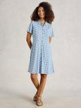 White Stuff Ria Abstract Organic Cotton Blend Shirt Dress, Blue/Multi
