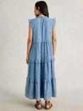 White Stuff Rosie Pure Organic Cotton Tiered Maxi Dress, Blue