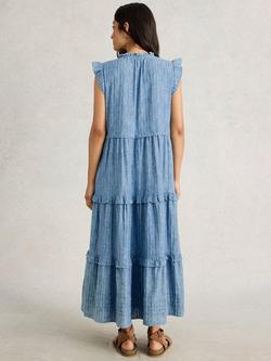 White Stuff Rosie Pure Organic Cotton Tiered Maxi Dress, Blue - view 2, Blue