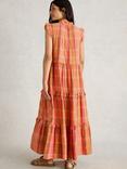 White Stuff Rosie Check Pure Organic Cotton Dress, Pink/Multi