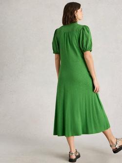 White Stuff Rua Organic Cotton Rich Shirt Dress, Mid Green - view 2, Mid Green