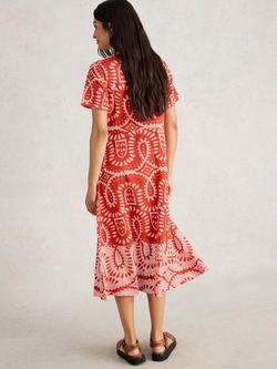 White Stuff Organic Cotton Patterned Dress - view 2, Red/Multi