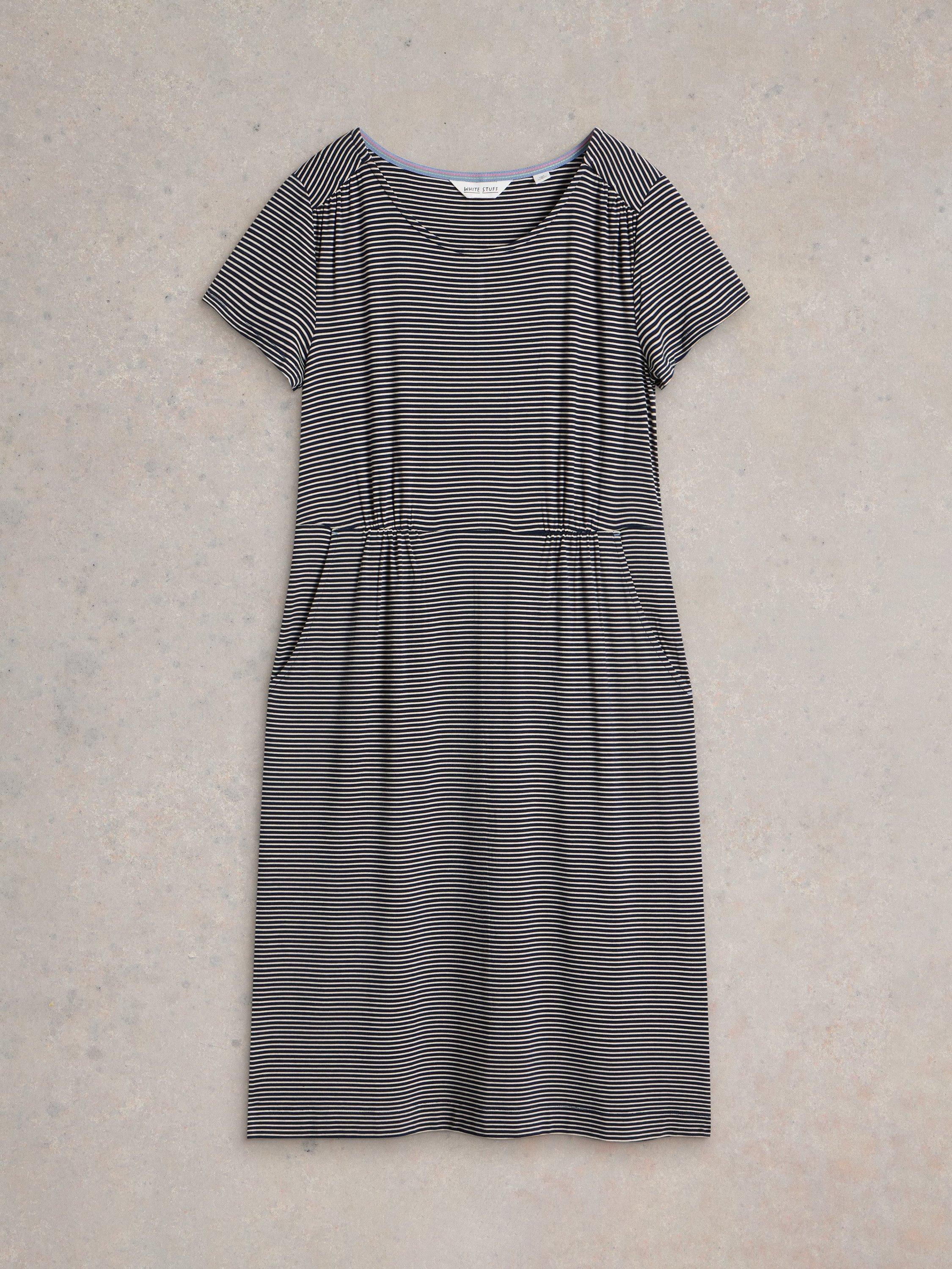Product image 5 of 6, which shows White Stuff Tallie Stripe Jersey Dress, Black/Multi, 8