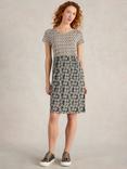 White Stuff Tallie Split Print Jersey Dress, Black/Multi