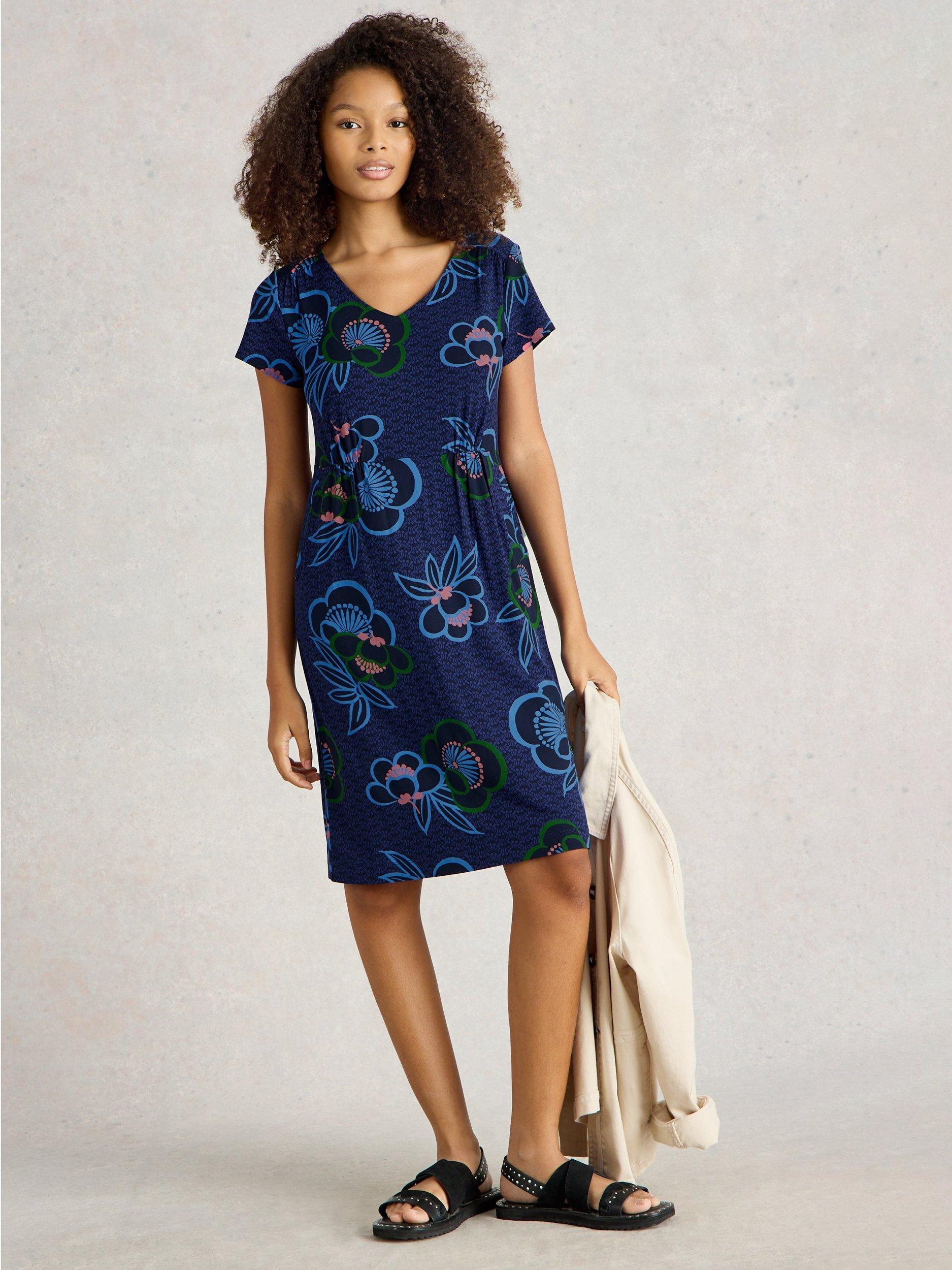 Product image 1 of 6, which shows White Stuff Tallie Floral Dress, Blue/Multi, 6