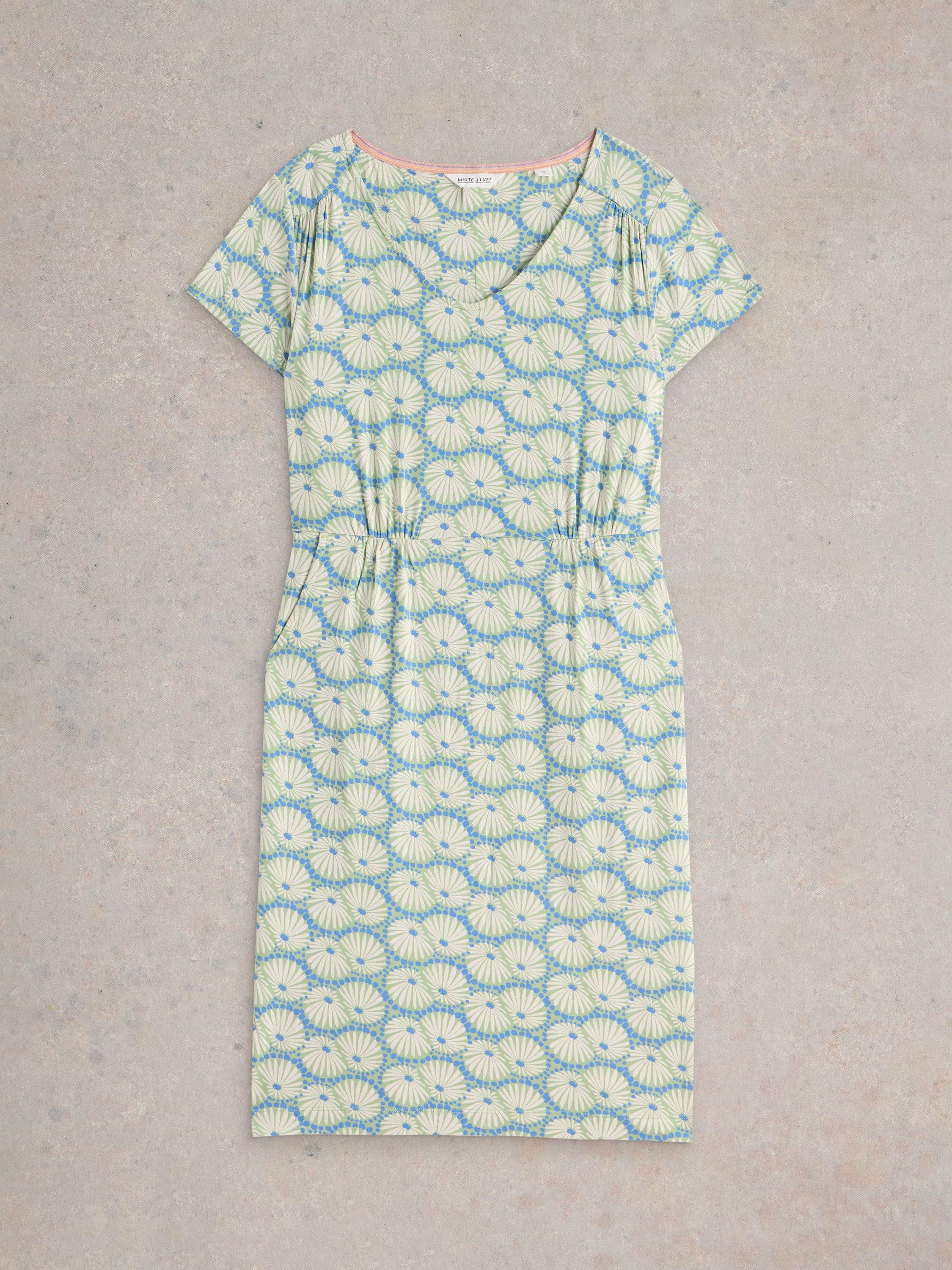 Product image 5 of 6, which shows White Stuff Tallie Short Sleeve Floral Print Dress, Green/Multi, 6