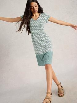 White Stuff Tallie Split Print Dress, Light Green - view 2, Light Green