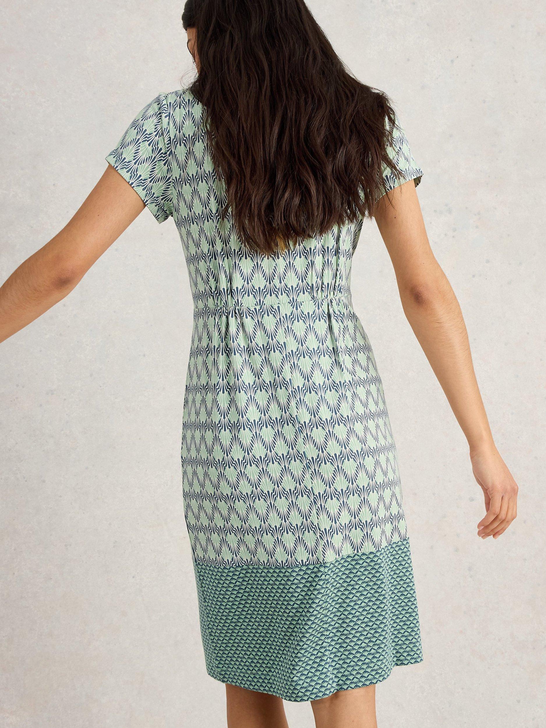 Product image 3 of 6, which shows White Stuff Tallie Split Print Dress, Light Green, 20