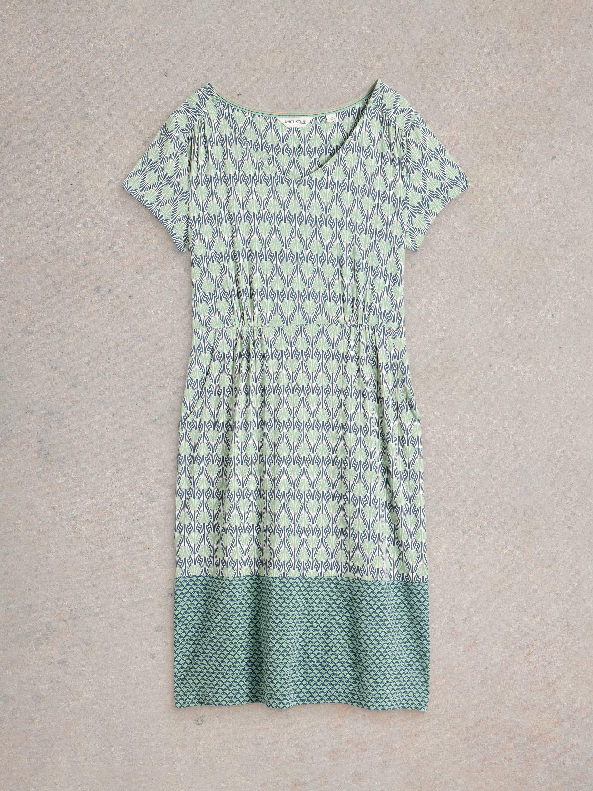 Product image 5 of 6, which shows White Stuff Tallie Split Print Dress, Light Green, 20