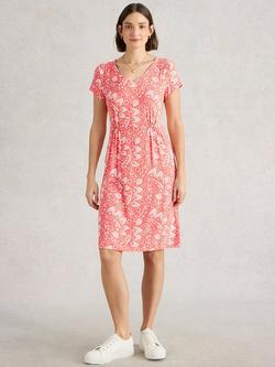 White Stuff Tallie Short Sleeve Abstract Print Dress, Pink/Multi, Pink/Multi