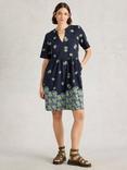 White Stuff Thea Cotton Abstract Print V-Neck Dress