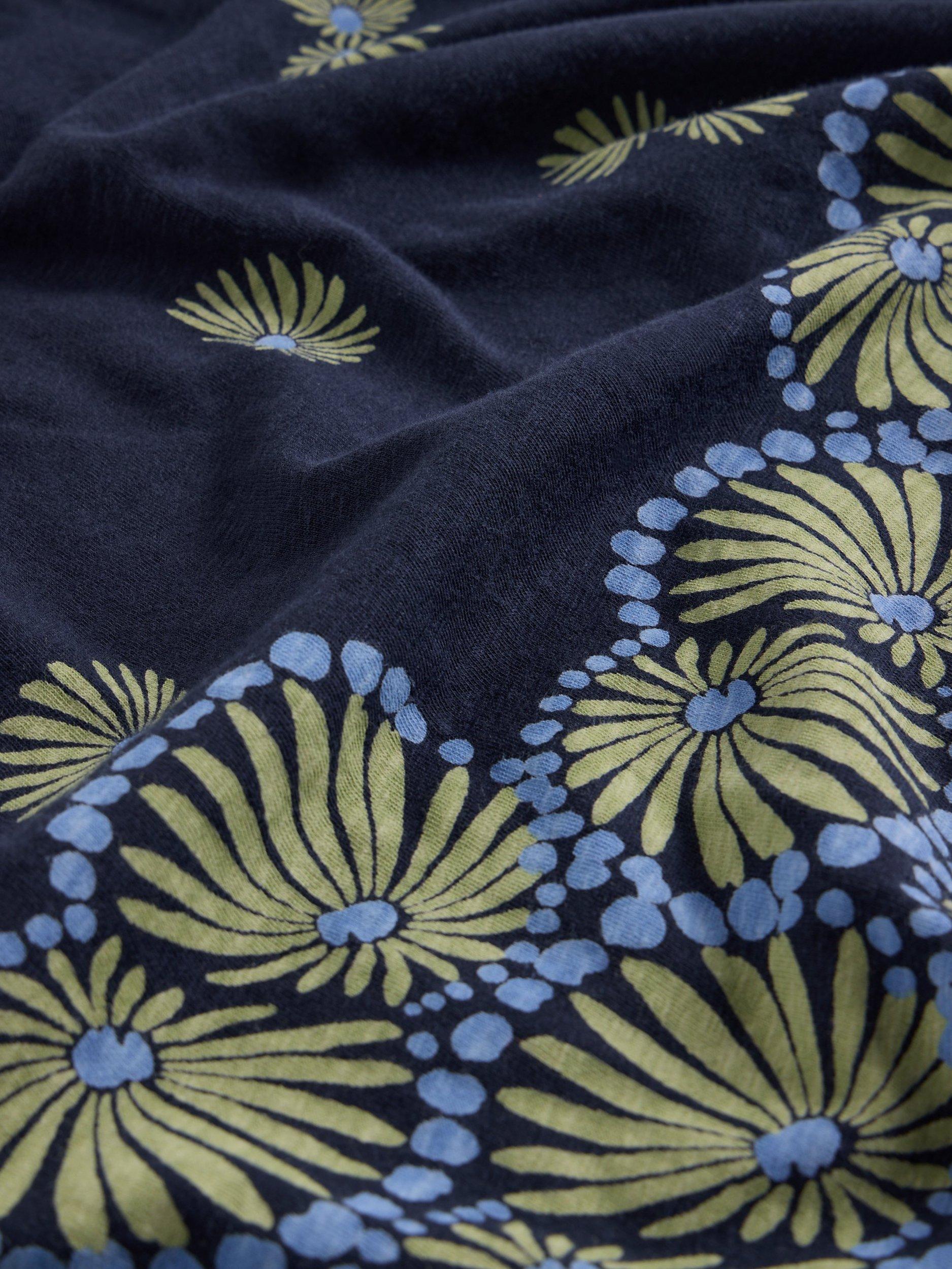 Product image 6 of 6, which shows White Stuff Thea Cotton Abstract Print V-Neck Dress , Navy/Multi, 6