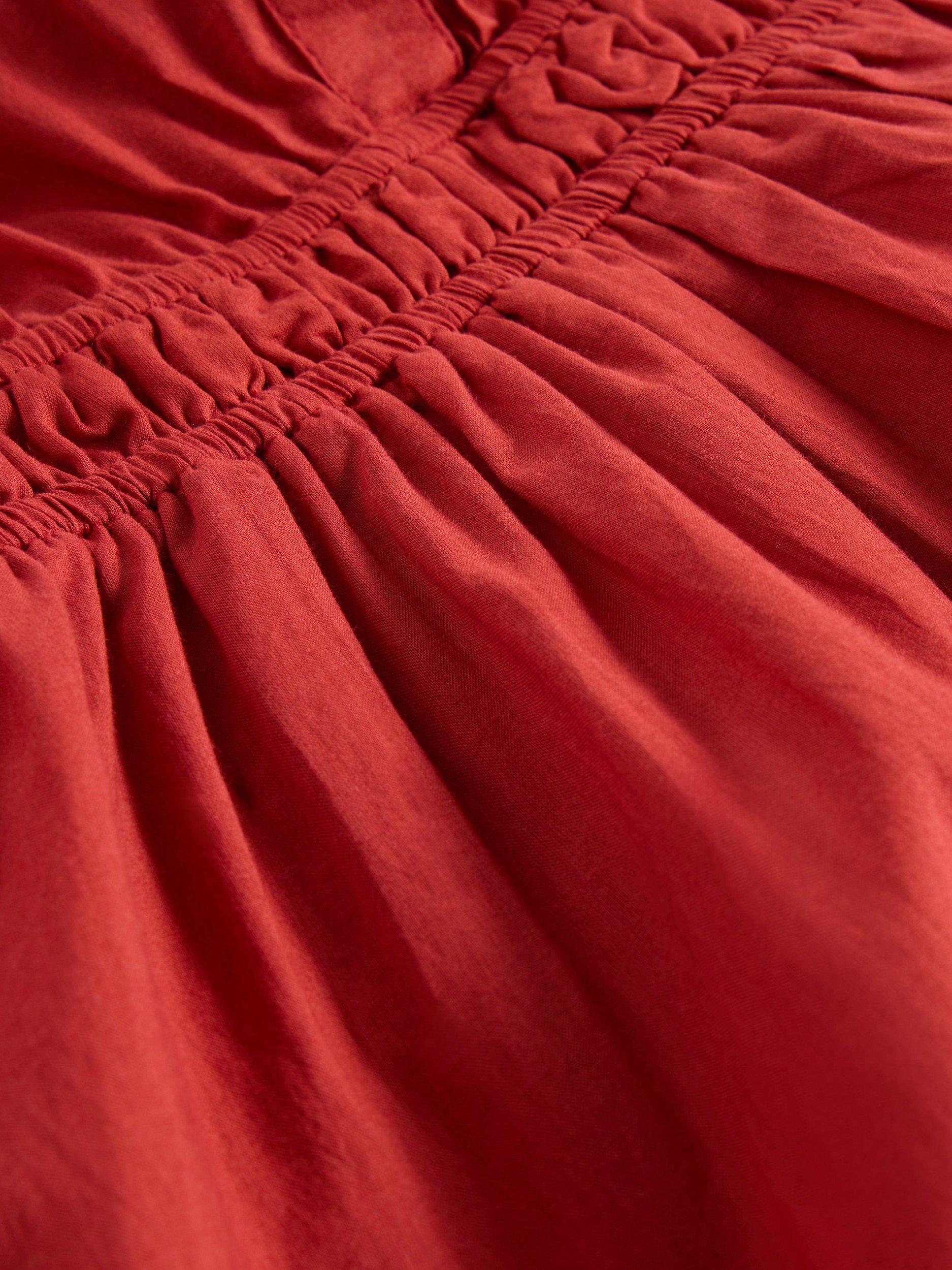 Product image 6 of 6, which shows White Stuff Willow Organic Cotton Broderie Midi Dress, Dark Red, 8