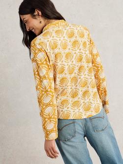 White Stuff Annie Abstract Jersey Shirt, Yellow/Multi - view 2, Yellow/Multi