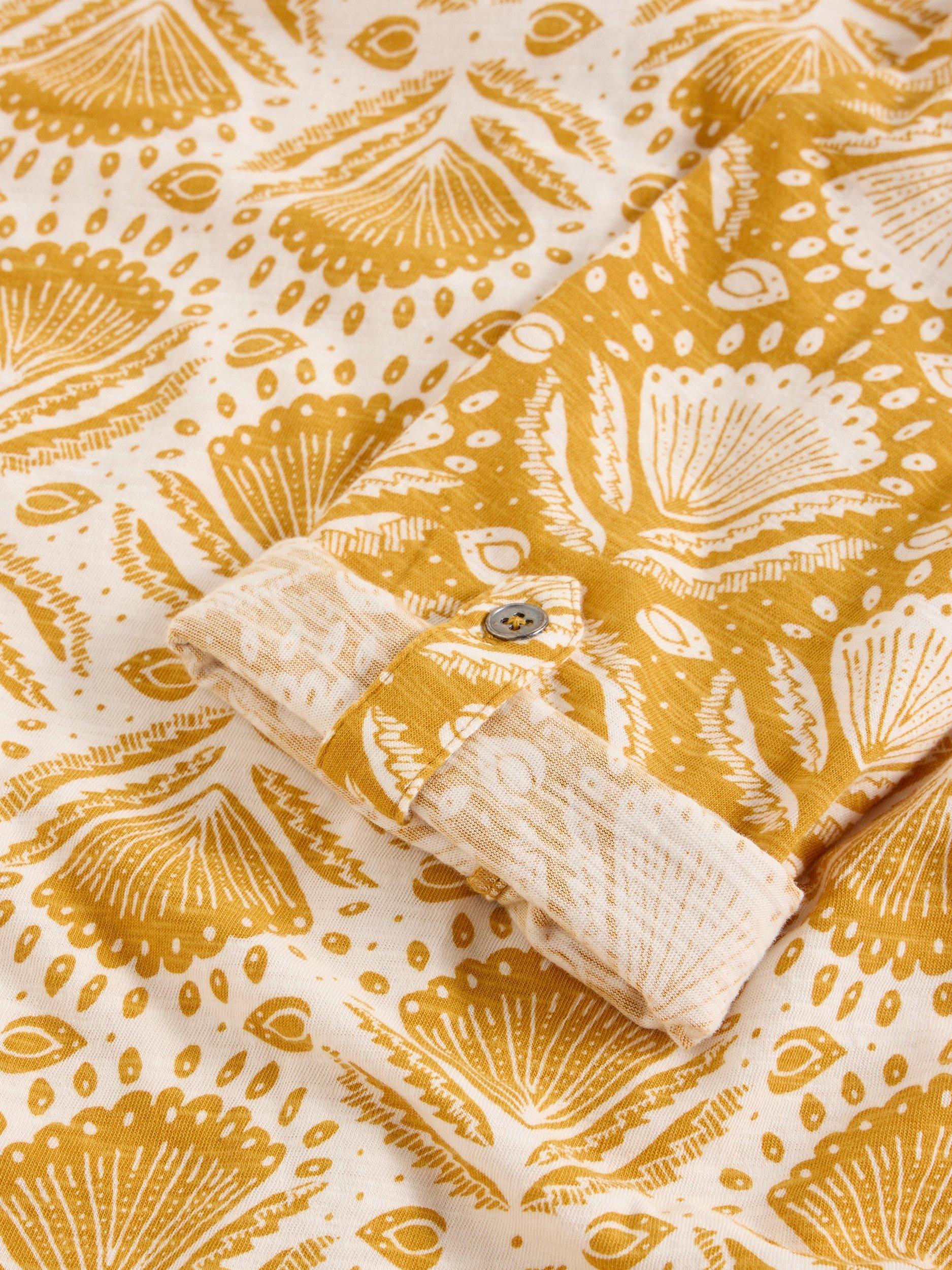 Product image 6 of 6, which shows White Stuff Annie Abstract Jersey Shirt, Yellow/Multi, 8