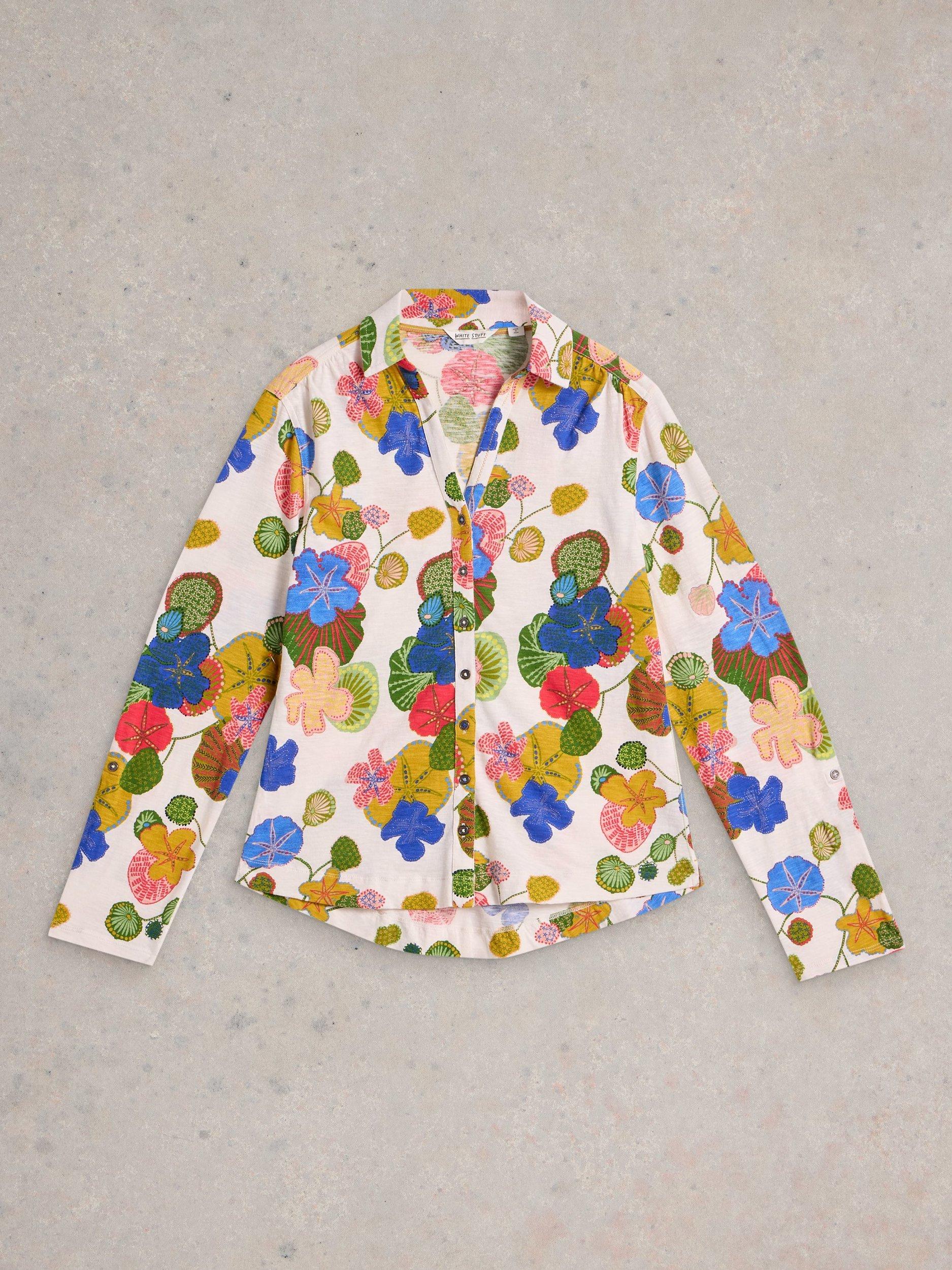 Product image 5 of 6, which shows White Stuff Annie Floral Jersey Shirt, Ivory/Multi, 6