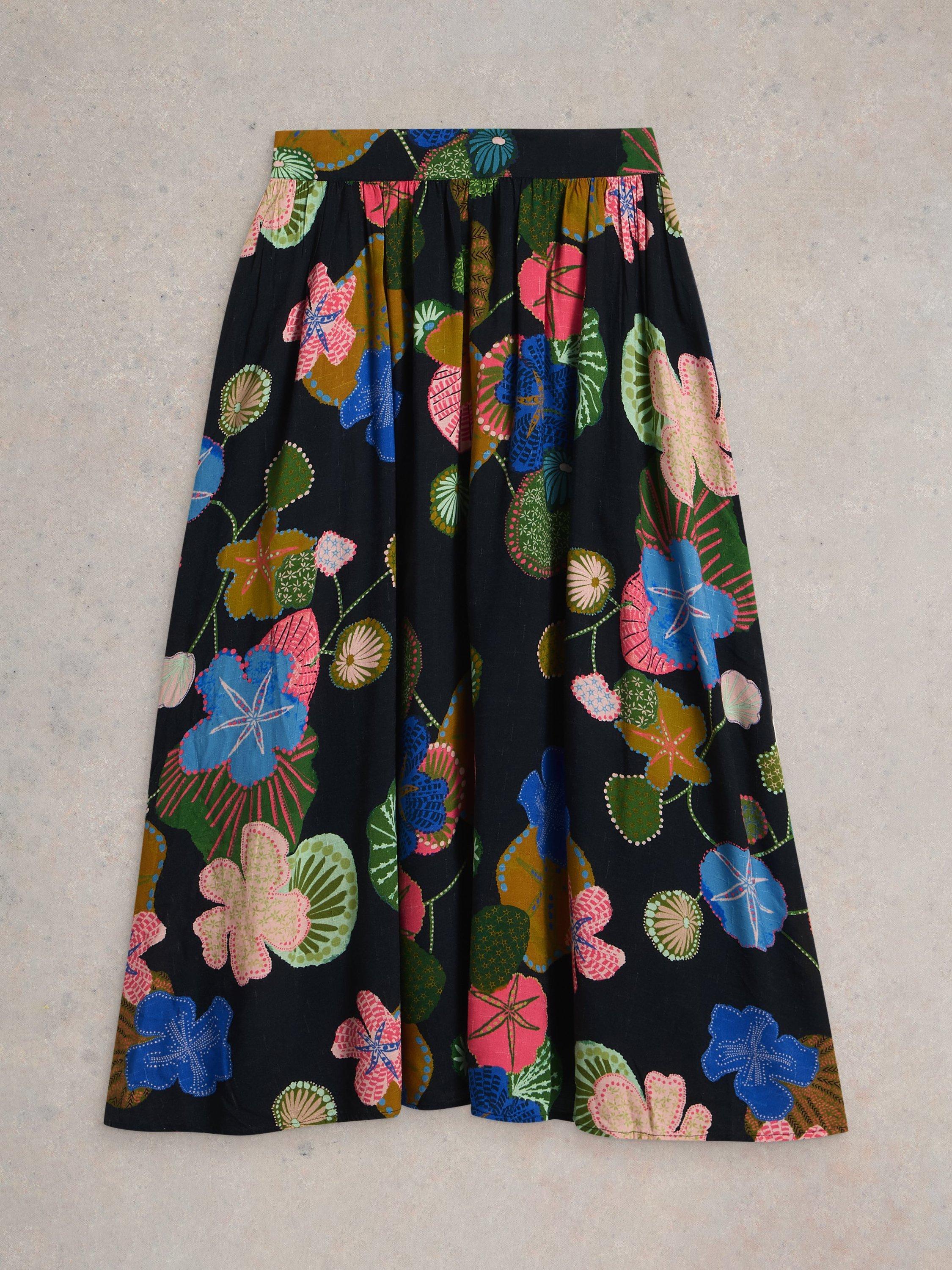 Product image 5 of 6, which shows White Stuff Abigail Floral Skirt, Navy/Multi, 6