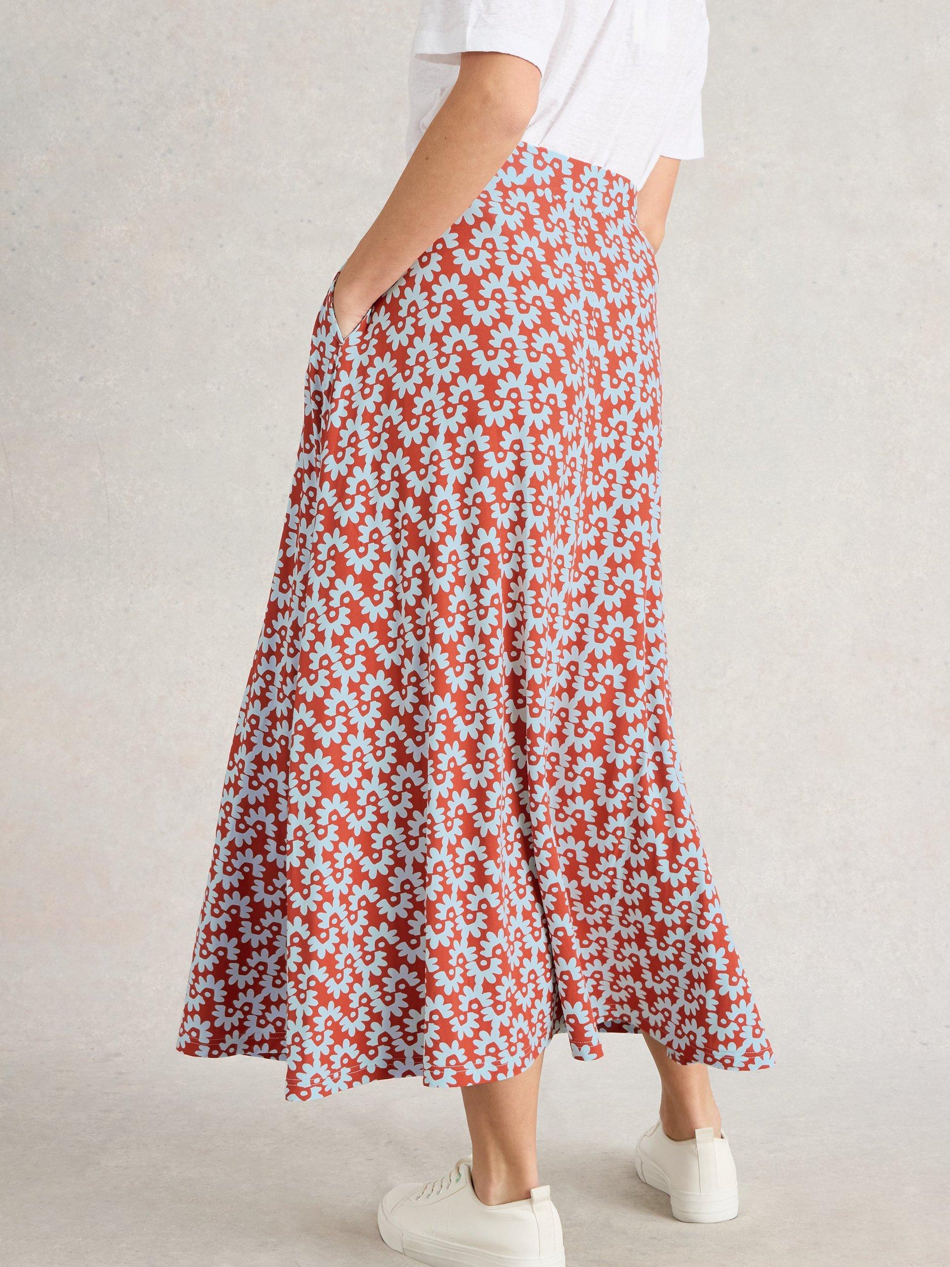 Product image 2 of 6, which shows White Stuff Jada Pattern Maxi Skirt, Red/White, 8