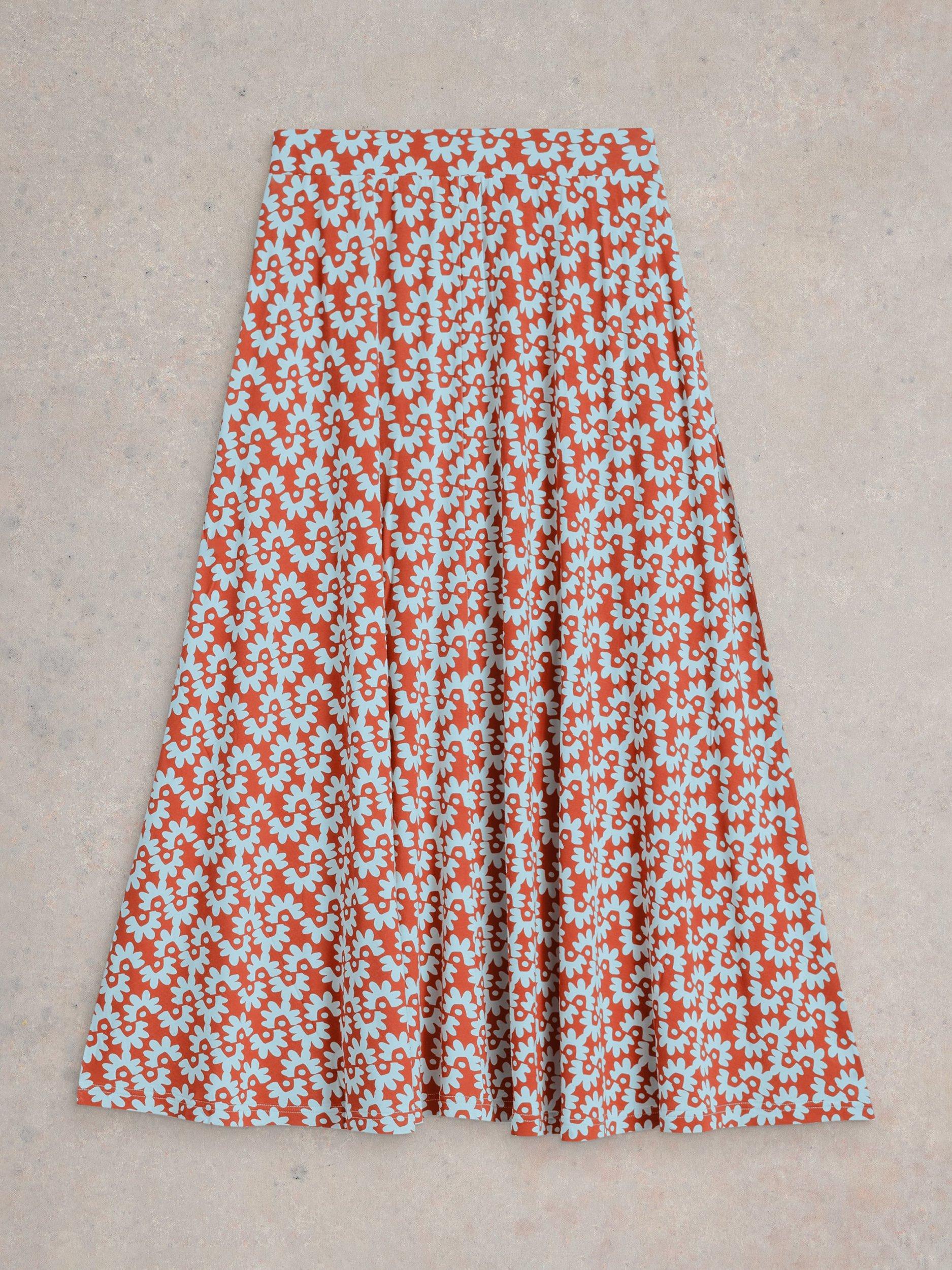 Product image 5 of 6, which shows White Stuff Jada Pattern Maxi Skirt, Red/White, 8