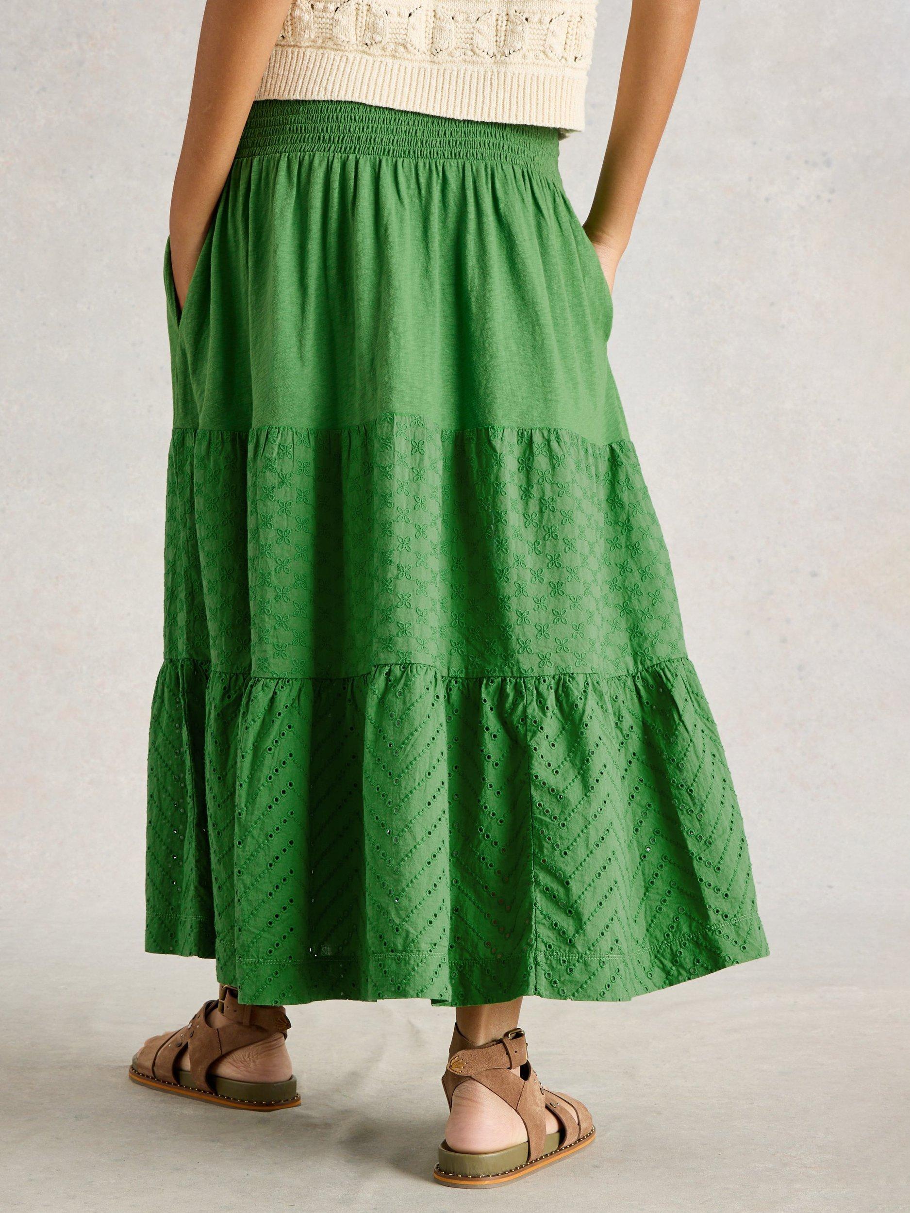 Product image 2 of 6, which shows White Stuff Marissa Cotton Midaxi Skirt, Bright Green, 6