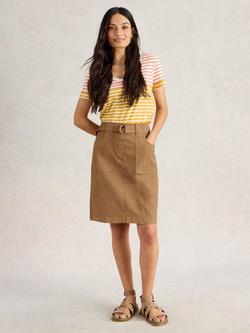 White Stuff Teakie Organic Cotton Rich Skirt, Dark Natural