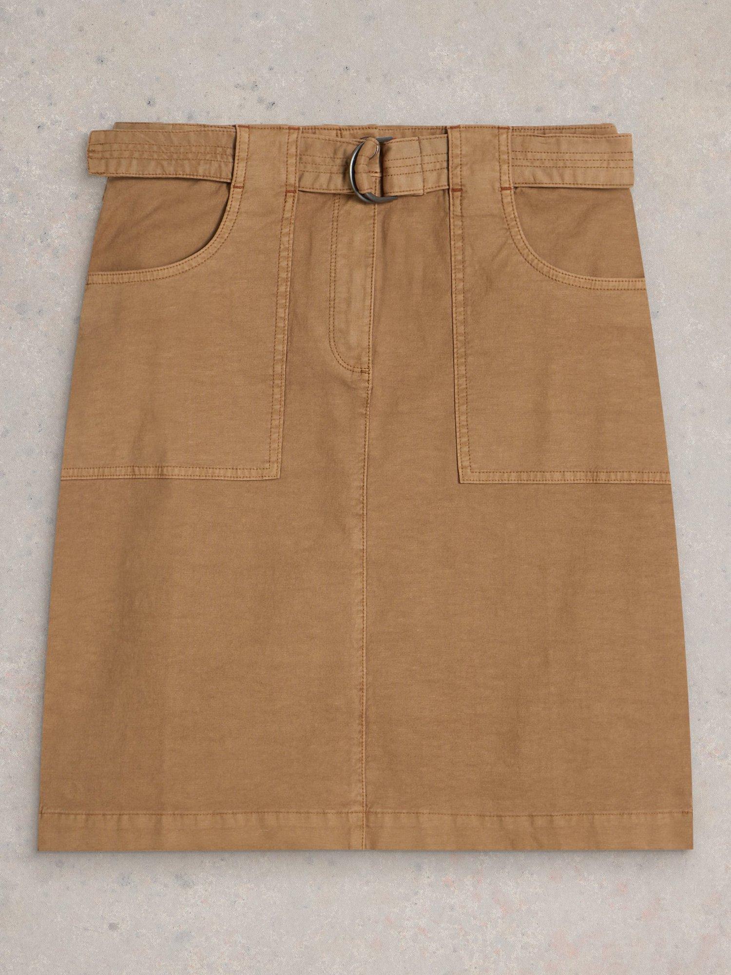 Product image 5 of 6, which shows White Stuff Teakie Organic Cotton Rich Skirt, Dark Natural, 22