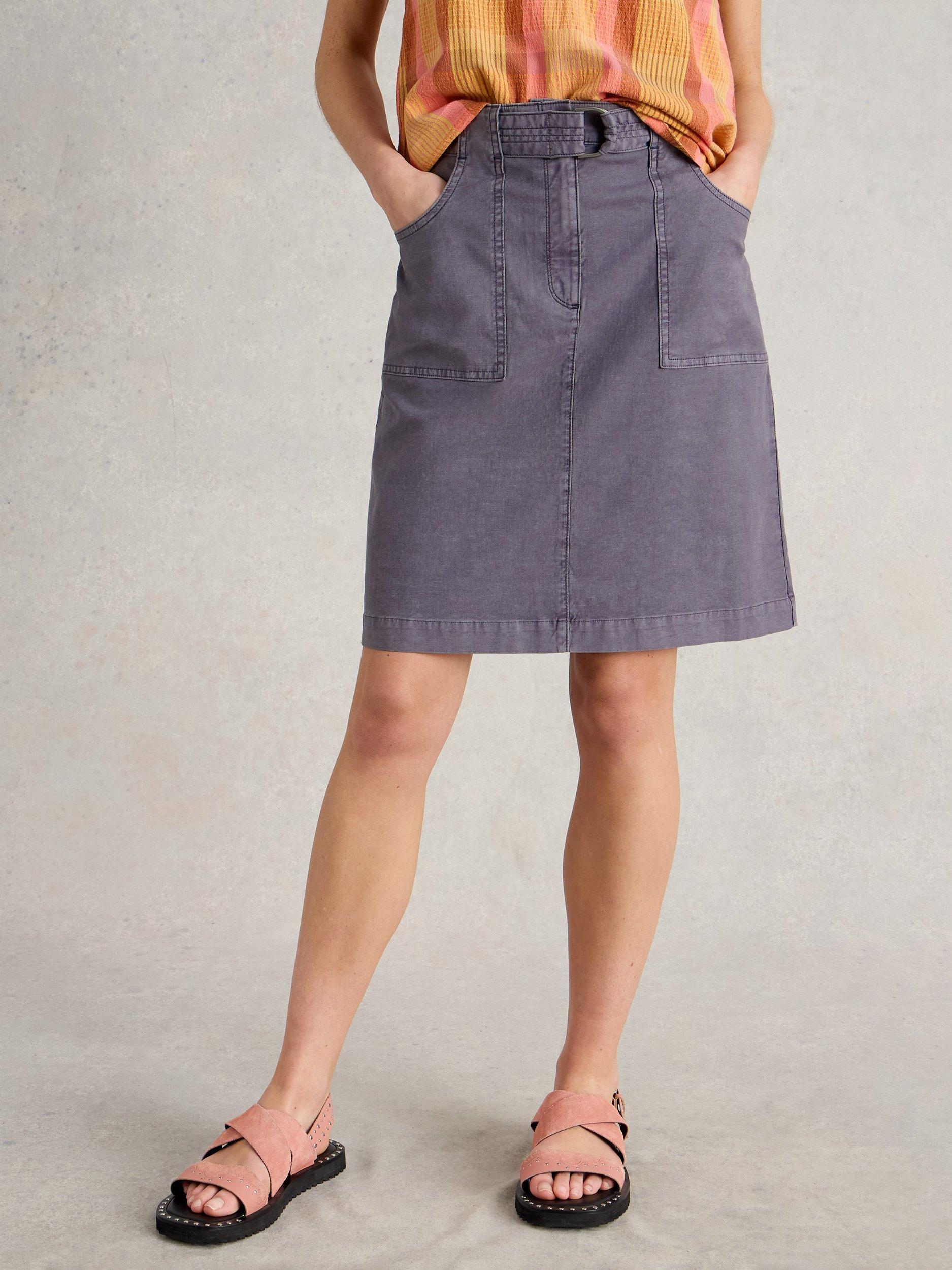 Product image 3 of 6, which shows White Stuff Teakie Organic Cotton Rich Skirt, Mid Purple, 6