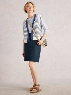 White Stuff Tia Knee Length Chino Skirt, Dark Navy, Dark Navy
